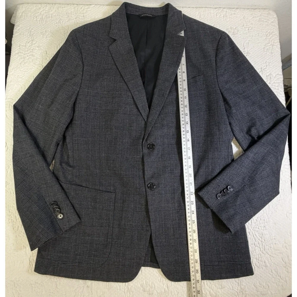 Banana Republic Men's 44R Sport Coat Blazer Gray Glen Plaid Cotton Sondrio Italy